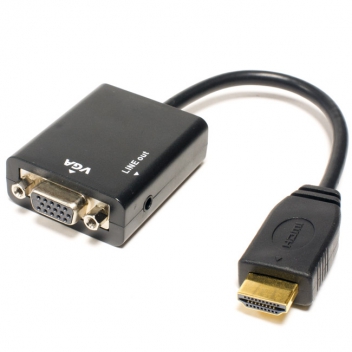 Преобразователь-переходник HDMI (F) - VGA (M) с аудио-выходом 3,5мм (mini-jack) - фото